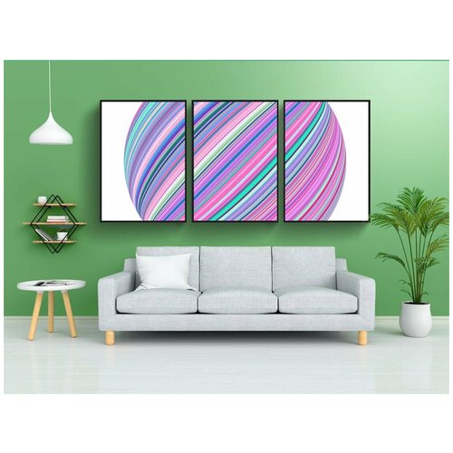 фото Набор модулных постеров для интерьера "пуля, мяч, графический" 60x90 см. в тубусе, без рамки lotsprints