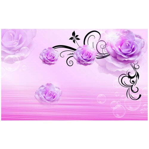 Фотообои Уютная стена 3D пурпурные розы и мыльные пузыри 430х270 см Бесшовные Премиум (единым полотном) фотообои уютная стена 3d бирюзовые розы и мыльные пузыри 430х270 см бесшовные премиум единым полотном
