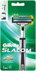 Gillette Slalom Мужская Бритва , 1 кассета, с 2 лезвиями, плавающая головка