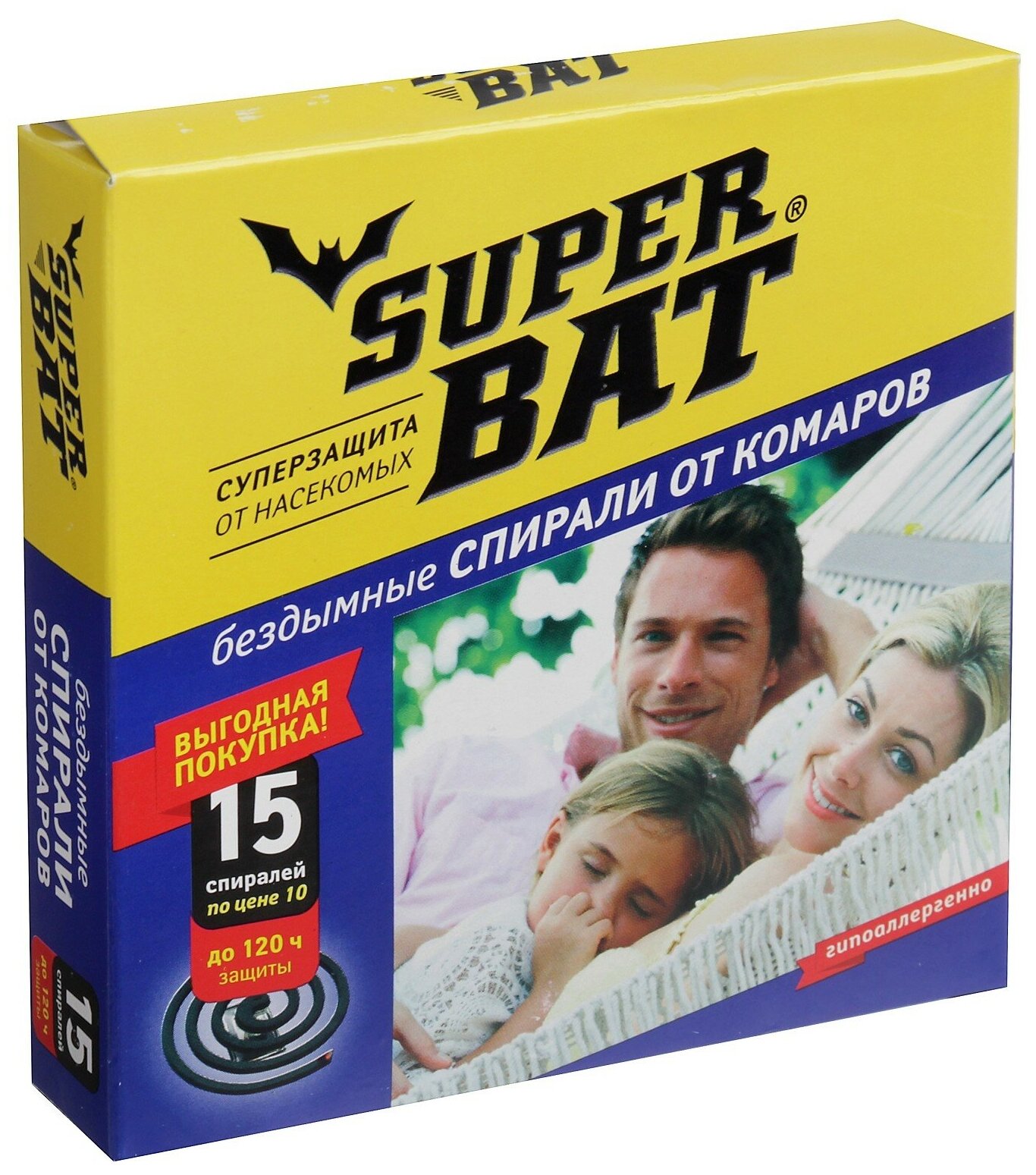 Super Bat Спирали от комаров "SuperBat" черные бездымные 15 шт