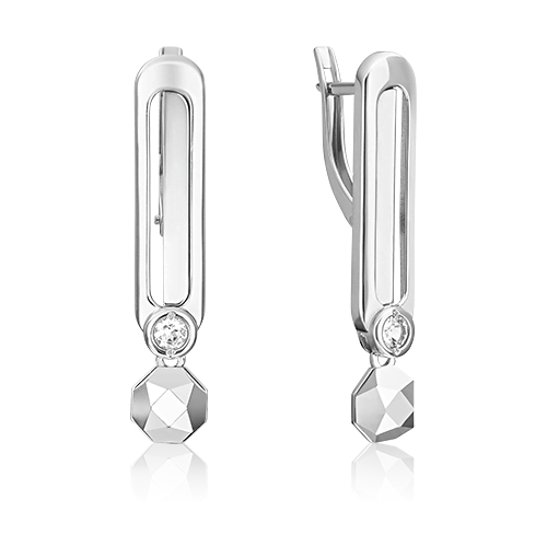Серьги PLATINA из золота 585 пробы с топазом white