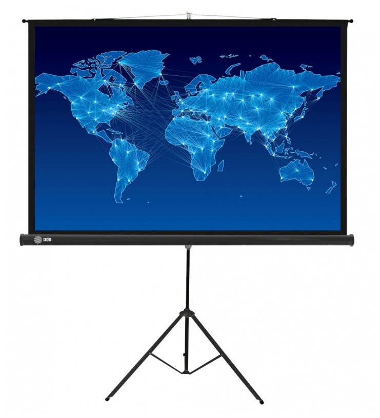 Экран Cactus Triscreen CS-PST-150X150, 150х150 см, 1:1, напольный, черный