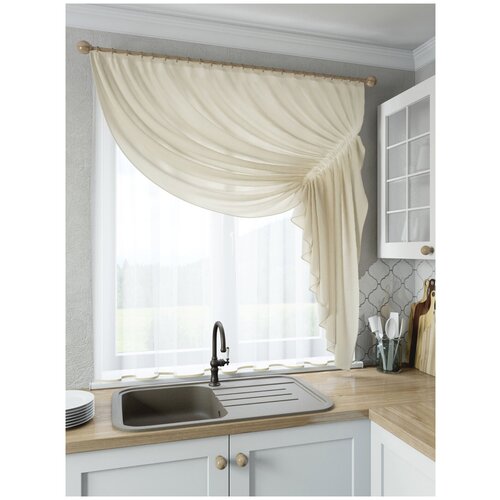 фото Шторы для кухни sola "ромео", шампань, правая