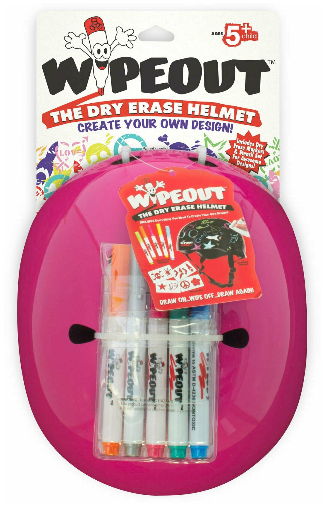 Шлем защитный с фломастерами Wipeout Neon Pink (M 5+) - розовый