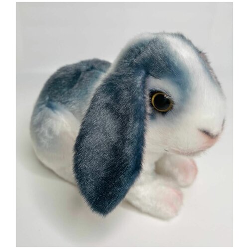 фото Мягкая игрушка кролик натуральный, символ года 2023 , зайчик серый с белым, 16 см acfox