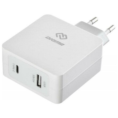 Сетевое зар. устр. Digma DGPD-45W-WG 3A2.4A PD универсальное кабель USB Type C белый