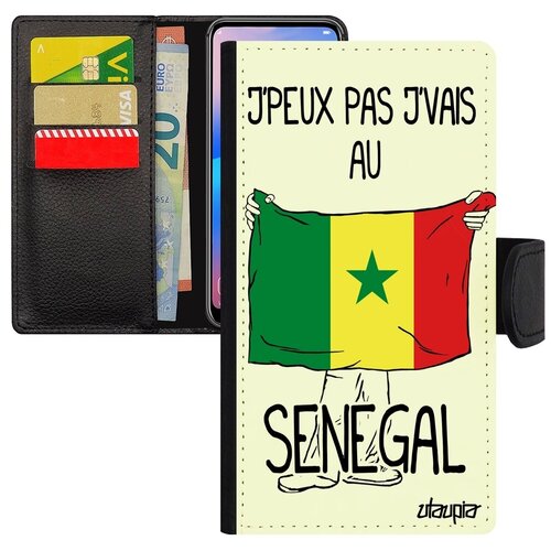 фото Ударопрочный чехол книжка на мобильный // xiaomi mi 8 lite // "еду в сенегал" страна рисунок, utaupia, белый