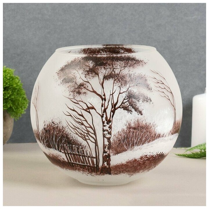 фото Ваза "Монохром" шаровая (коричневый) 4л d-13. 19х19см