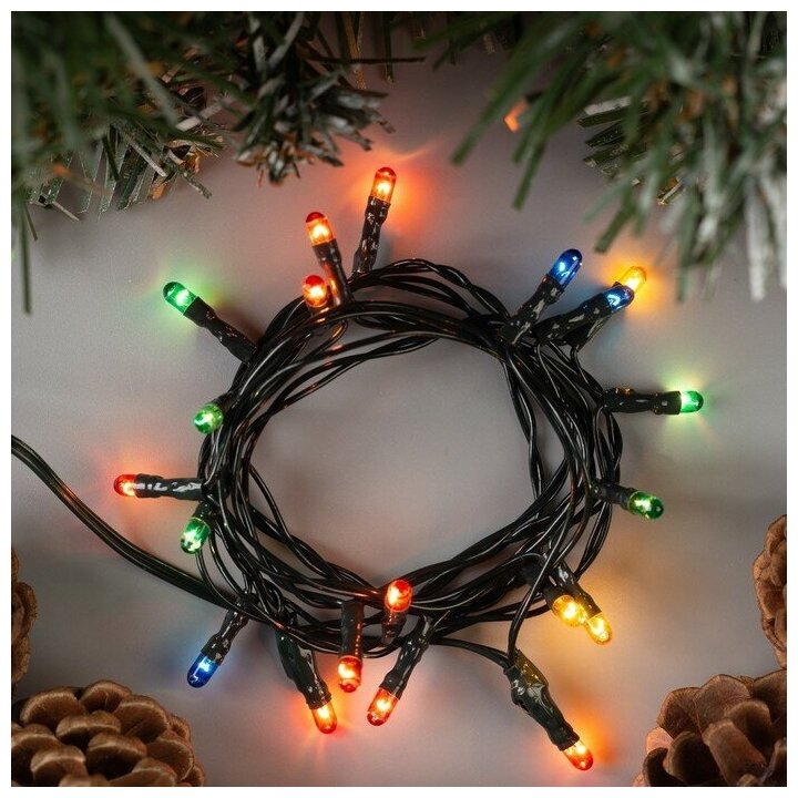 фото Гирлянда «Нить» 1.2 м, IP20, тёмная нить, 20 ламп, свечение мульти, 220 В