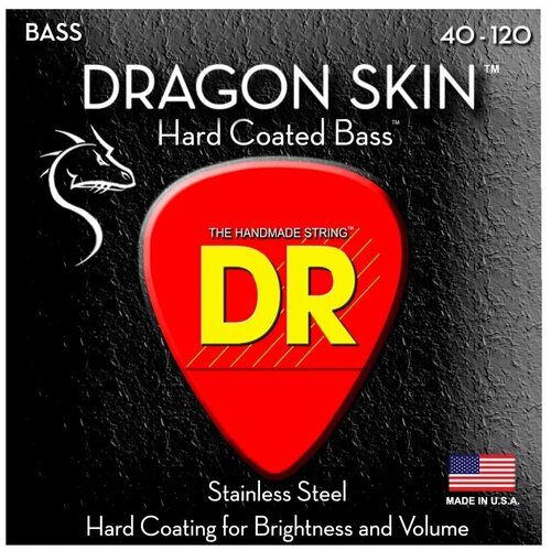 DR DSB5-40 - DRAGON SKIN - струны для 5-струнной бас-гитары, прозрачное покрытие, нержавеющая сталь, 40 - 120