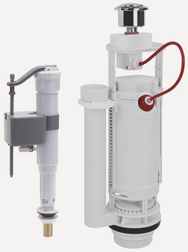 Изображение товара Арматура для бачка унитаза универсальная, 1/2", двухрежимная, кнопочная, хром, Gappo, G1890.04