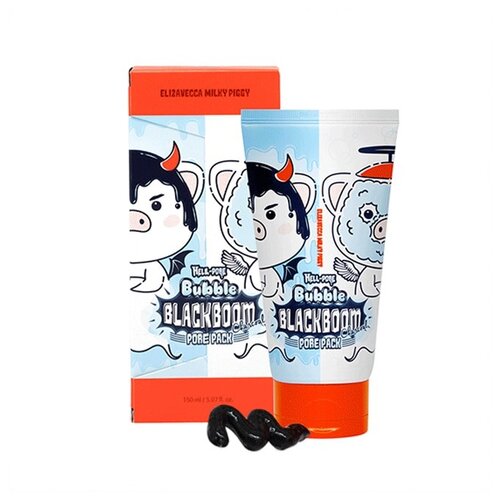 Elizavecca маска Hell-Pore Bubble Blackboom кислородная для очищения пор, 150 г, 150 мл черная кислородная маска для очищения пор elizavecca hell pore bubble blackboom pore pack