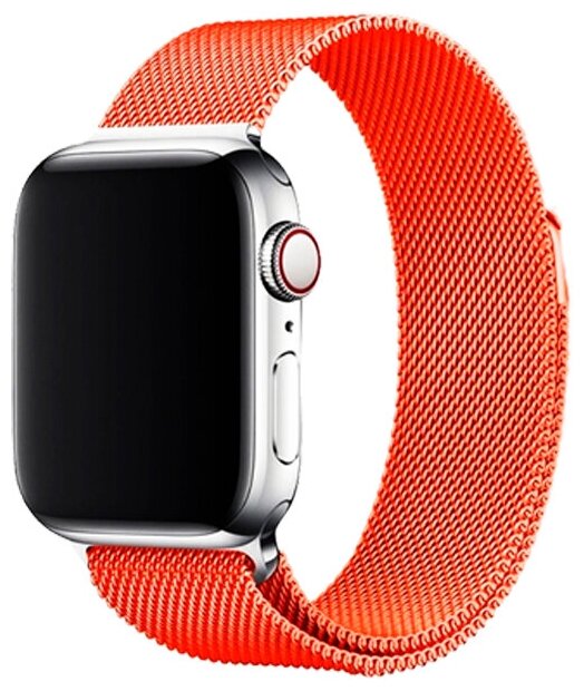 Ремешок миланcкий из нержавеющей стали для Apple Watch 42/44/45/49мм (19), оранжевый, на магните