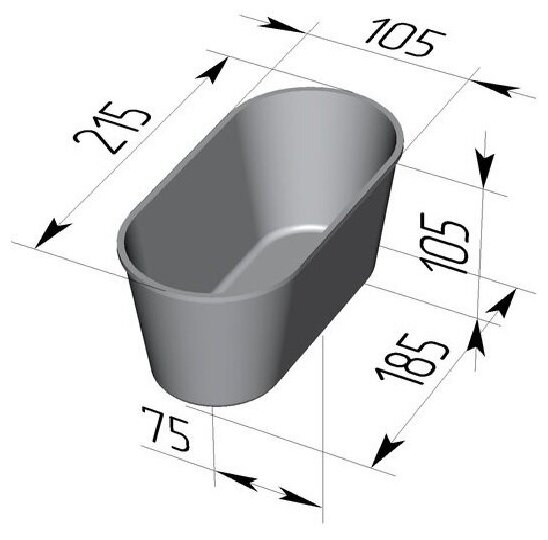 Форма для выпечки хлеба Л-10 овальная 21.5х10.5х10.5 см (литой алюминий, Россия)