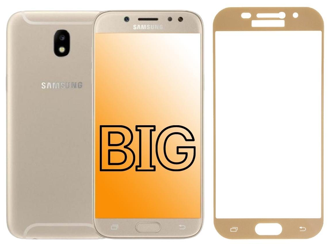 Защитное стекло для Samsung Galaxy J5 (2017) с золотой рамкой / Стекло на Самсунг гелекси джей 5 2017 (в комплекте 2 стекла)