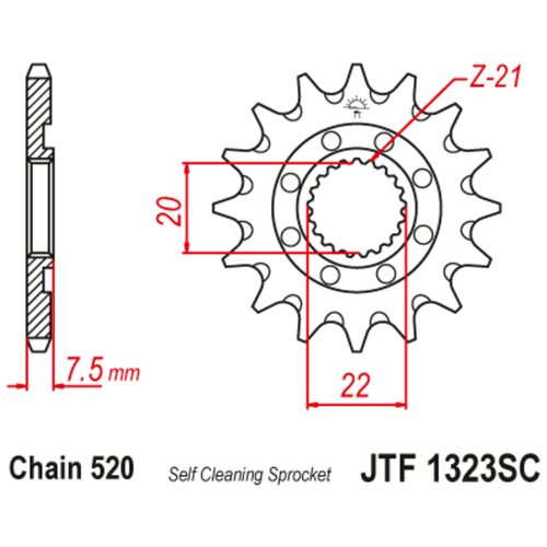 Запчасти JT Звезда ведущая , JT 1323.14SC