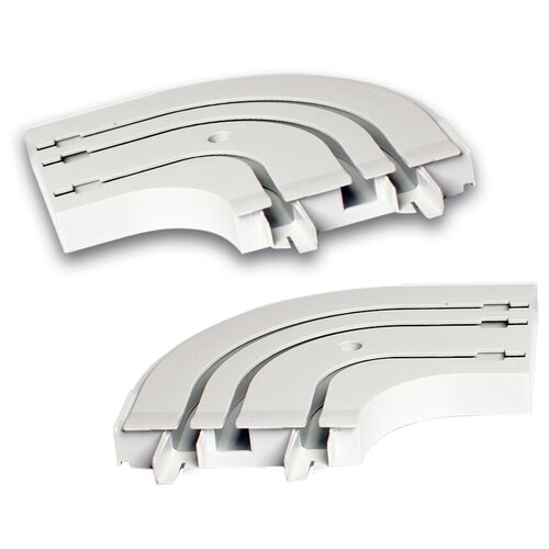 Поворот для карниза трехрядный, 90 градусов, Соединитель трехрядный для шины, комплект из 2 шт: правый и левый, ПоставщикоФФ