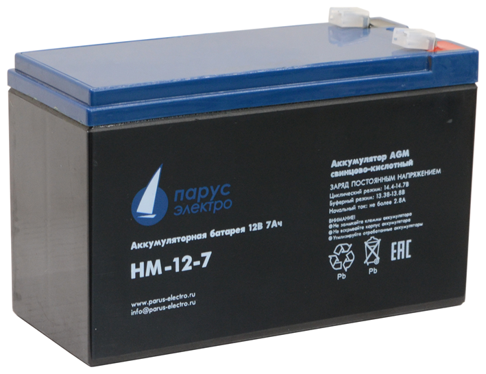Батарея Парус электро HM-12-7 для ИБП (AGM/12В/7,2Ач/клемма F2)