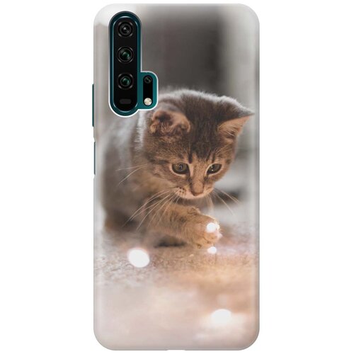 фото Ультратонкий силиконовый чехол-накладка для honor 20 pro с принтом "котенок и свет" gosso
