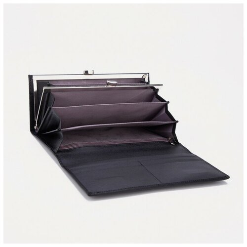 фото Кошелёк, 3 отдела, на магнитах, цвет чёрный нет бренда