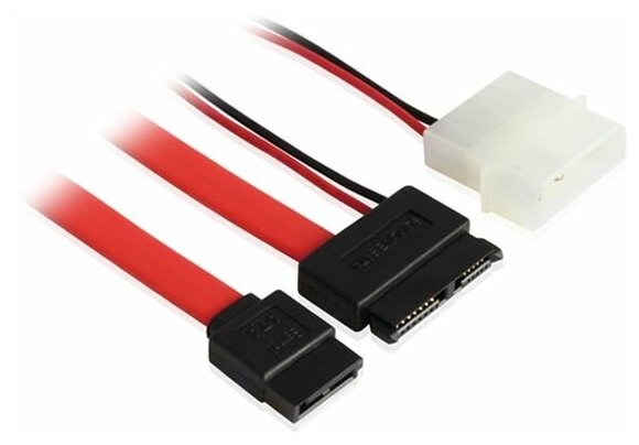 Комплект SATA-кабелей Slim Greenconnect GC- ST302 Slim SATA 13pin AM / SATAII 7pin AM / Molex 4pin AM, пакет, 50 см Greenconnect mSATA - SATA II, molex 0.5м (GC-ST302) - фото №1