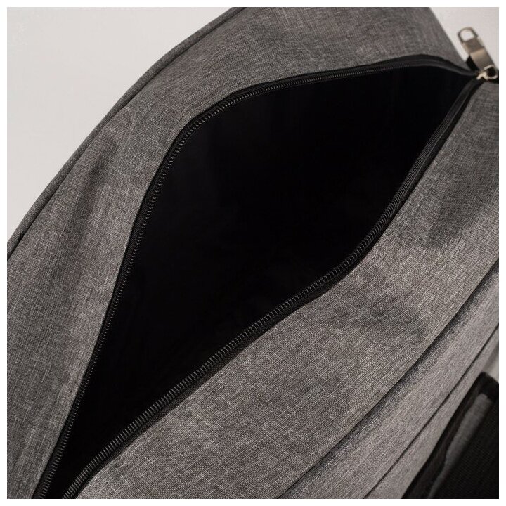 Сумка дорожная на молнии, наружный карман, длинный ремень, цвет серый - фотография № 5