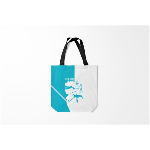 фото Сумка-шоппер / 40х40 см / аниме / магическая битва годжо сатору бирюзовый burnettie