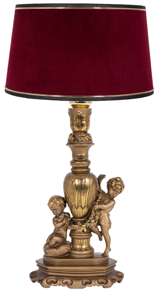 Настольная лампа Bogacho Путти бронзовая с бордовым абажуром Тюссо Конфети