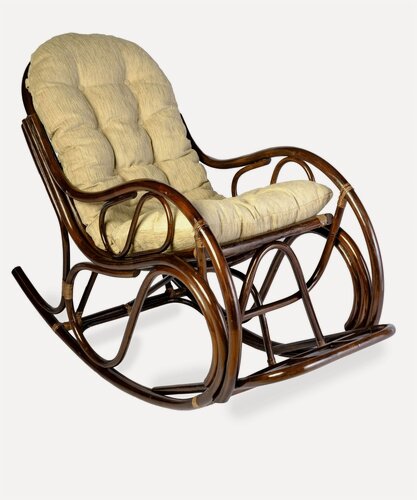 Изображение товара Кресло-качалка из натурального ротанга 05/05В разборное с подушкой, цвет темно-коричневый