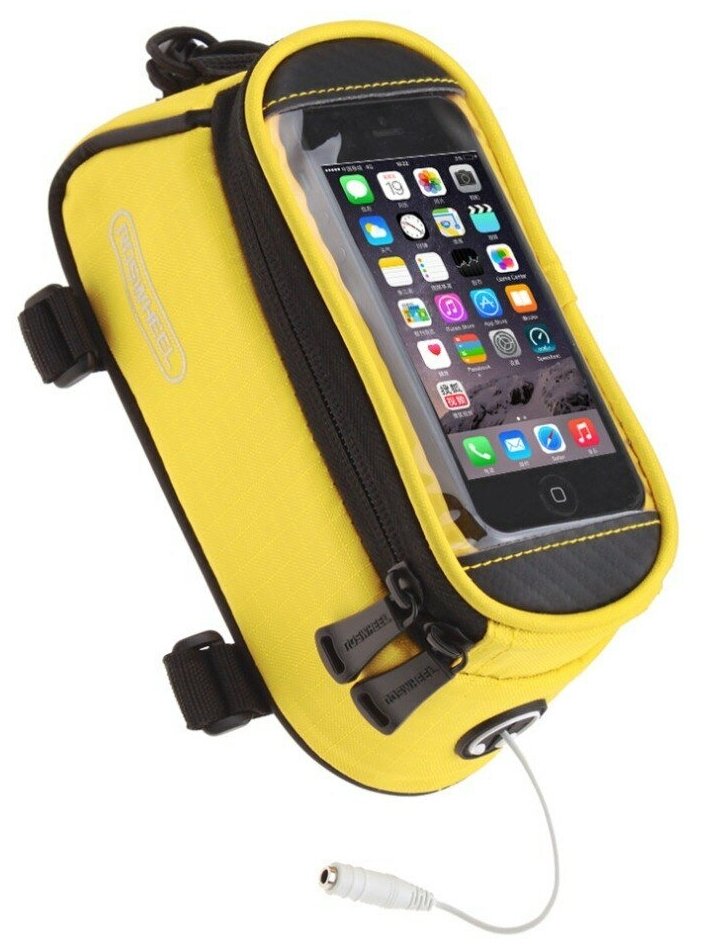 фото Велосипедная сумка Roswheel на раму размер M (8.5х8.5х18.5 см, жёлтый/чёрный)