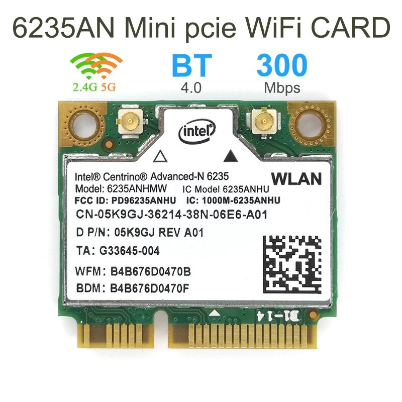 Двухдиапазонная сетевая карта Intel 6235AN 6235ANHMW Mini PCIЕ 40 Bluetooth