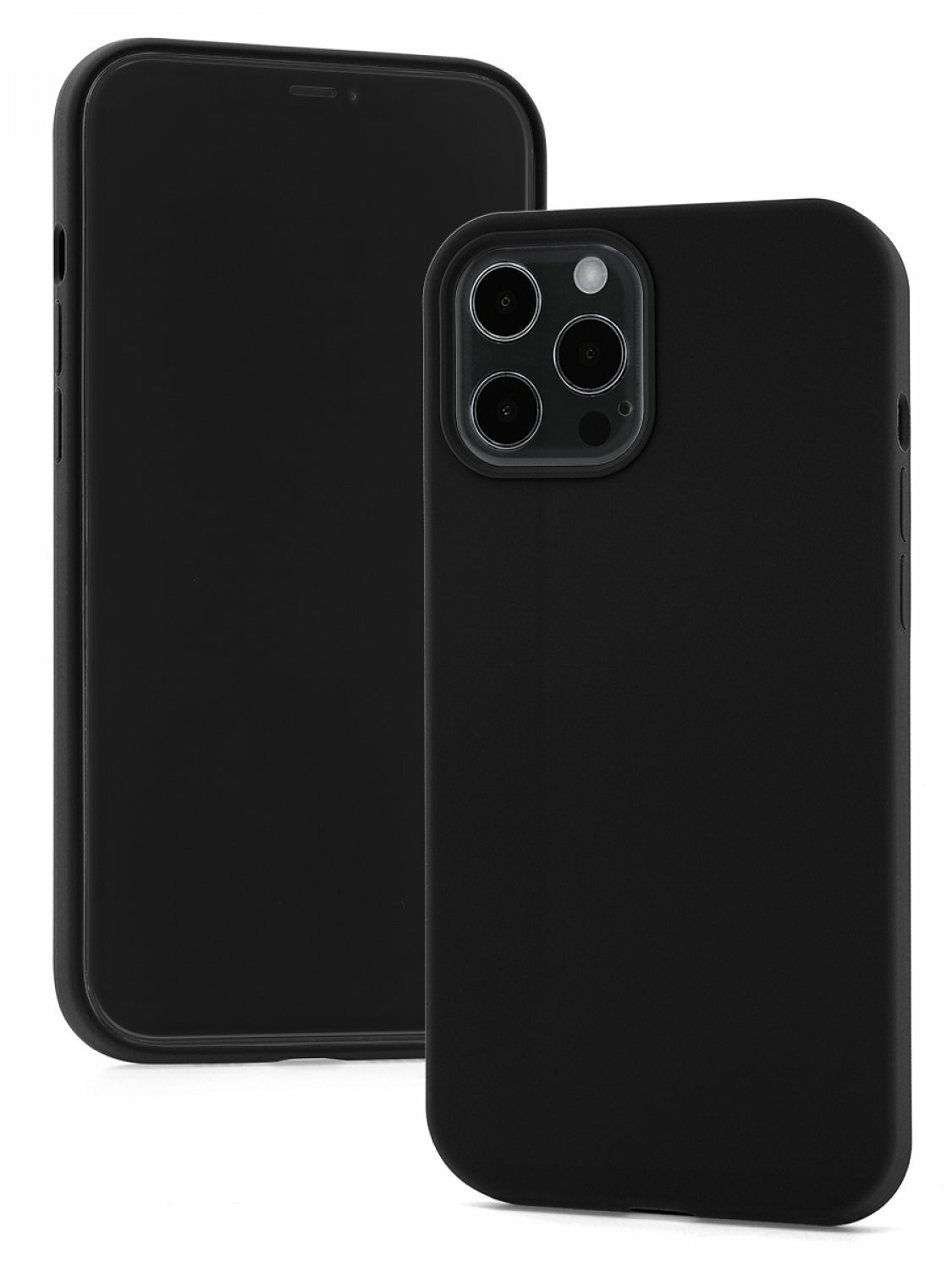 Чехол для iPhone 12 Pro Max Kruche Silicone Black противоударный пластиковый кейс защитный силиконовый бампер софттач накладка с защитой камеры