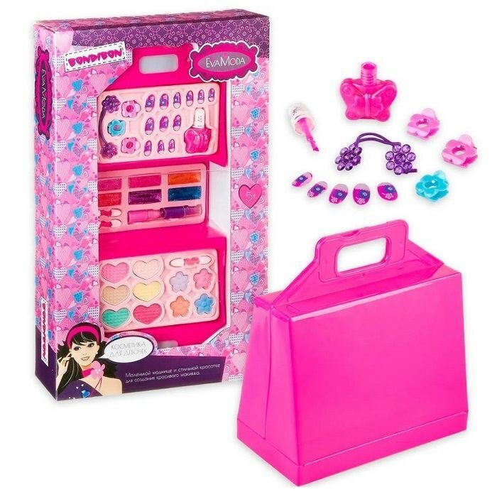 фото Набор Bondibon Eva Moda - "Косметичка-Чемодан" - детская декоративная косметика
