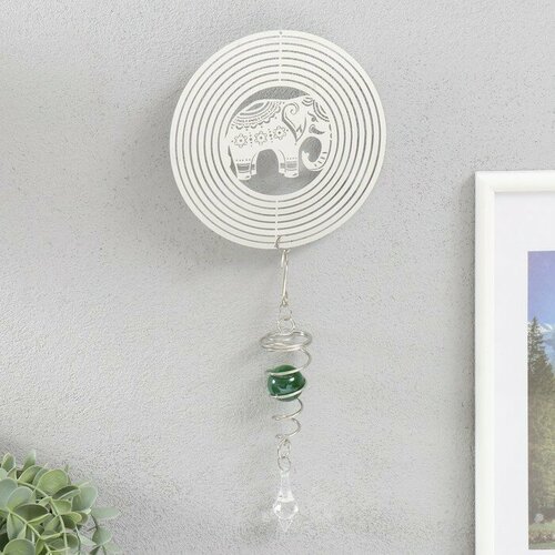 Ветряной колокольчик металл 3D Индийский слон с бусиной 135х135х31 см 770₽