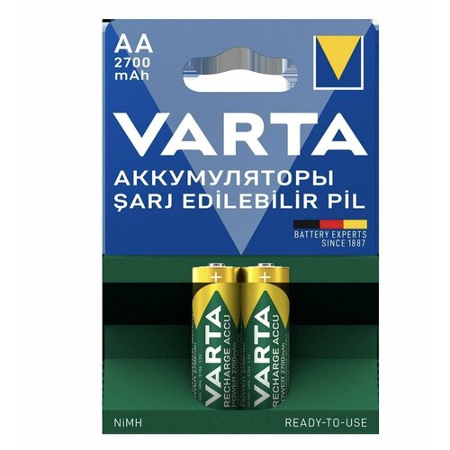 Аккумуляторы VARTA 2700 AA BL2 аккумулятор ni mh 3000 ма·ч 1 2 в varta recharge accu power 3000 d в упаковке 2 шт