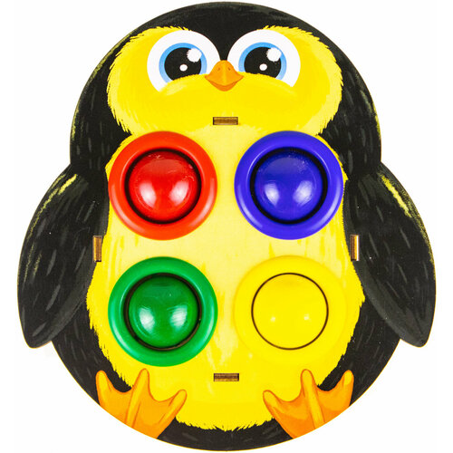 Развивающая игра-сортер Tiki-Riki Пингвин, деревянная игрушка-стучалка с цветными шариками и молоточком развивающая игра сортер фрукты деревянная игрушка стучалка с молотком и цветными шариками