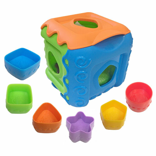 Дидактическия игрушка ТРИ совы сортер Кубик, 7 предметов (кубик, 6 формочек)