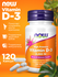 Витамин Д3 NOW Vitamin D3 2000 МЕ, для костей и зубов, 120 мягких...