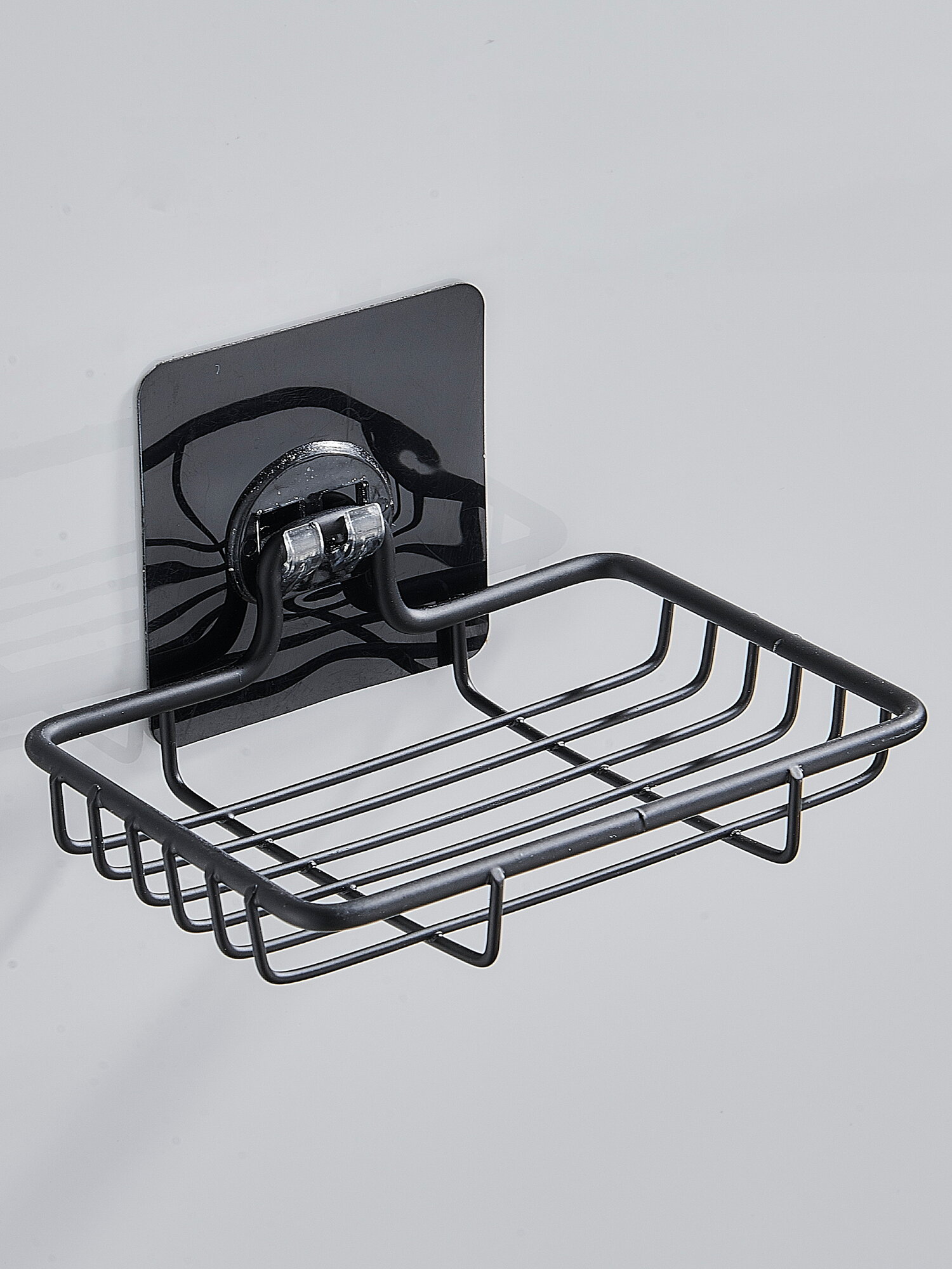 Мыльница решётка настенная самоклеящаяся чёрная