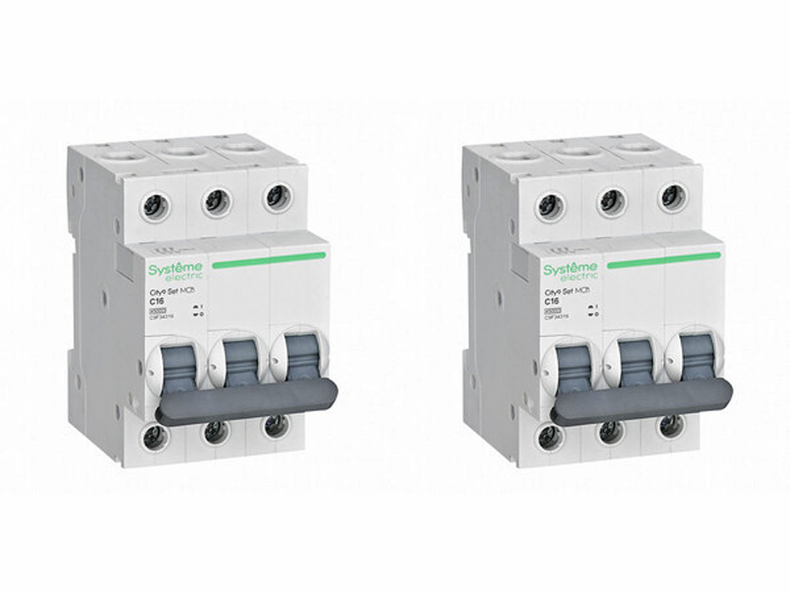 Автоматический выключатель Systeme Electric City9 Set (C9F34316) 3P 16А тип АС 4,5 кА 230 В на DIN-рейку (2 шт.)