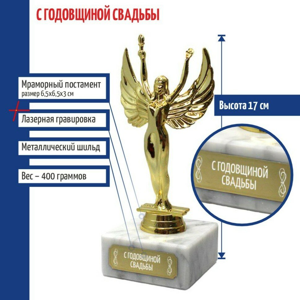 Подарки Статуэтка награда Жен. "С годовщиной свадьбы" (17 см)