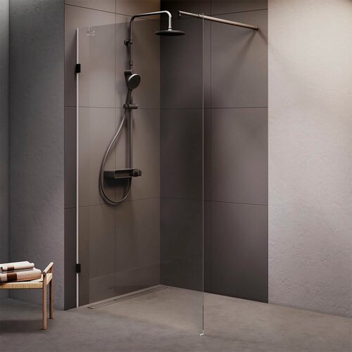 Изображение товара Душевая перегородка AM.PM X-Joy, 110x195, стекло прозрачное, фурнитура черный