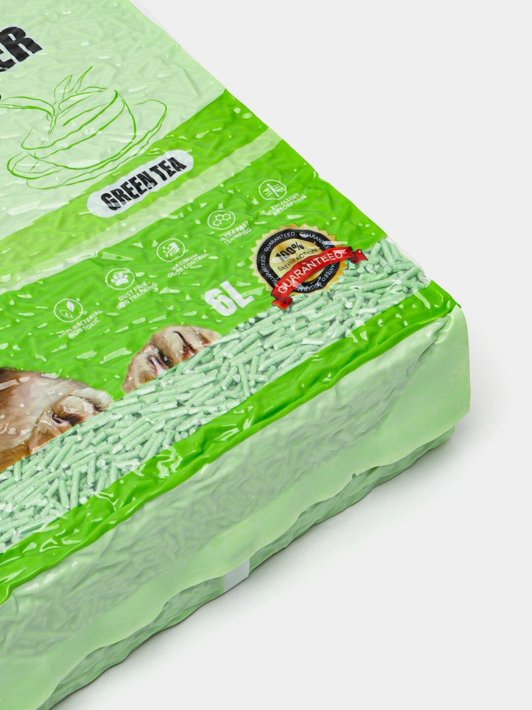 Наполнитель для кошек Tofu, без пыли, смываемый в унитаз 6 л, Салатовый — фото 1