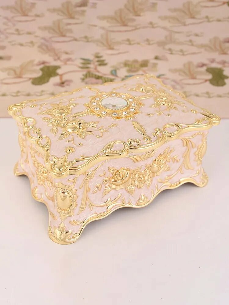 Шкатулка для украшений с бриллиантами "Принцесса", европейский стиль, белый