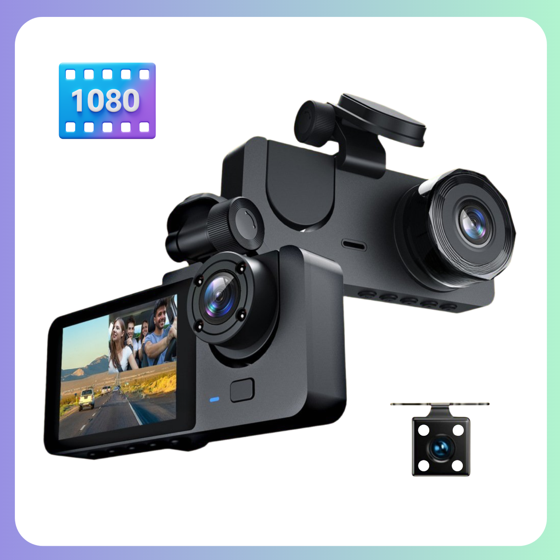 Автомобильный видеорегистратор 3-cameras Black Box Traffic Recorder (разрешение Full HD - 1080р | 3 камеры | Wi-Fi)