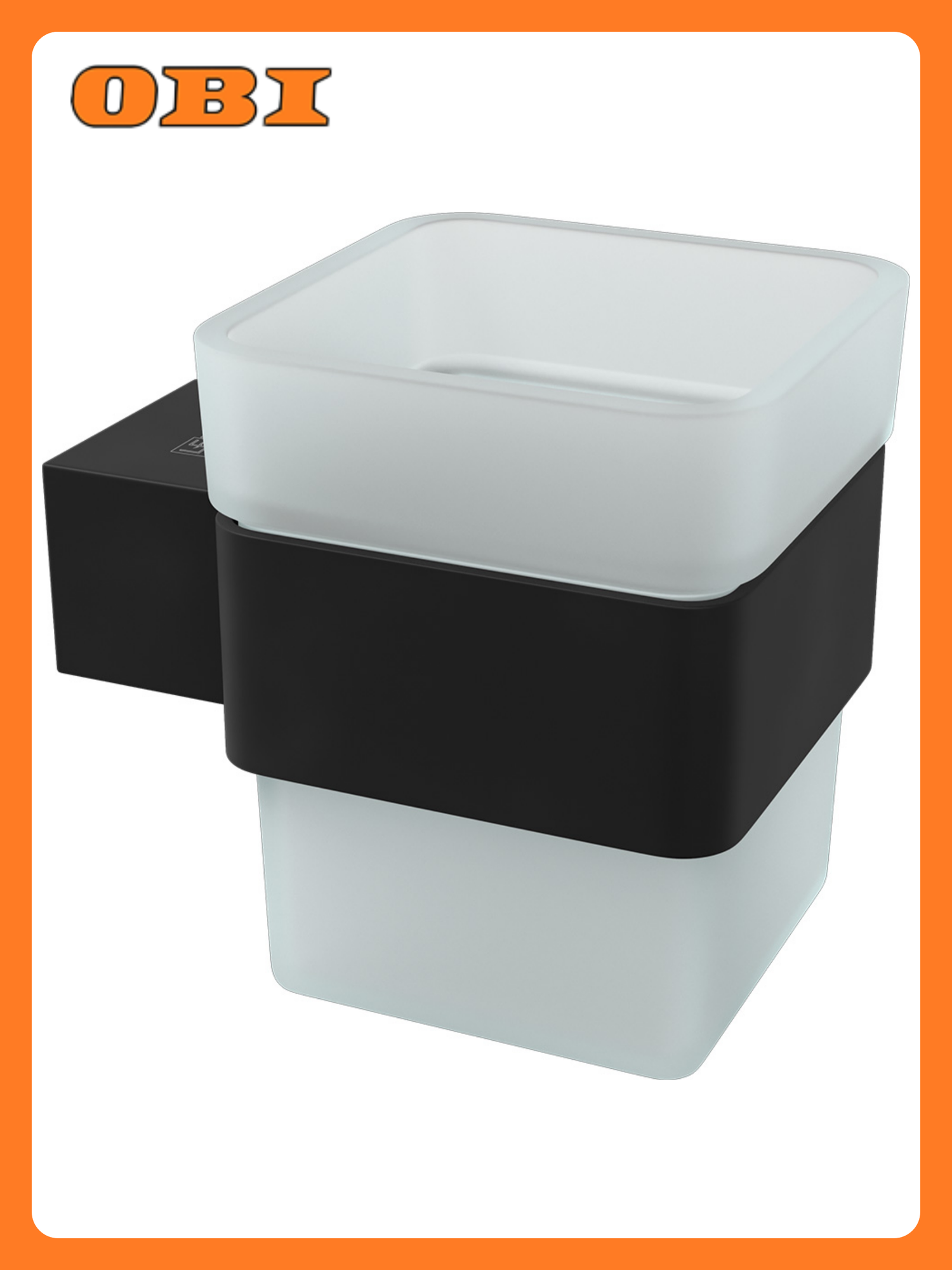 Стакан для зубных щёток Lemark 9732014 SMOOTH LINE с держателем чёрный матовый