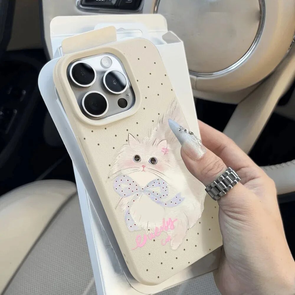 INS корейский чехол для телефона с милым котом для iPhone 13 15 Plus Белый, Style 4, For iPhone 13