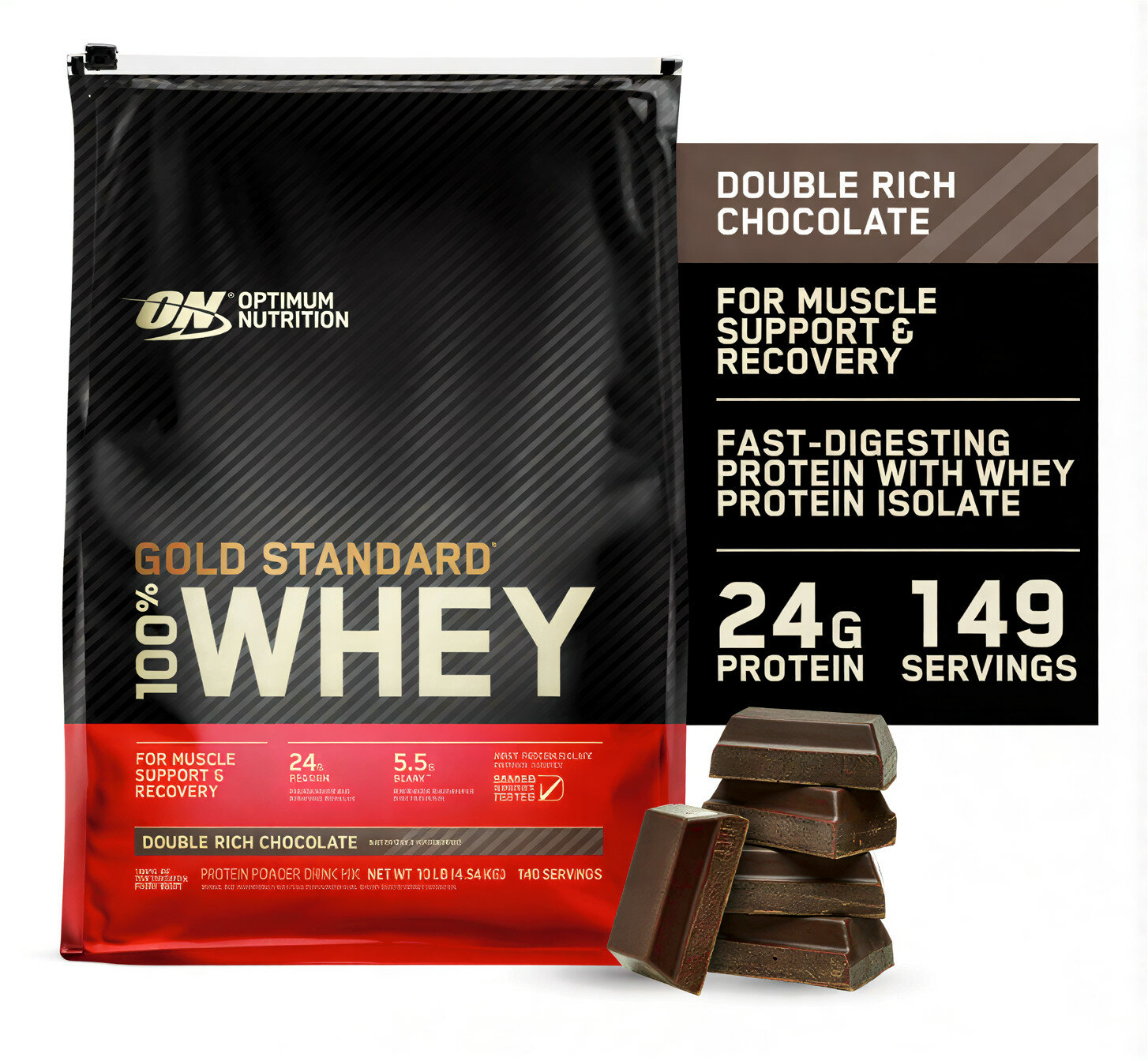 Протеин Optimum Nutrition Whey Gold Standard USA Double Rich Chocolate, 149 порций, 4530g