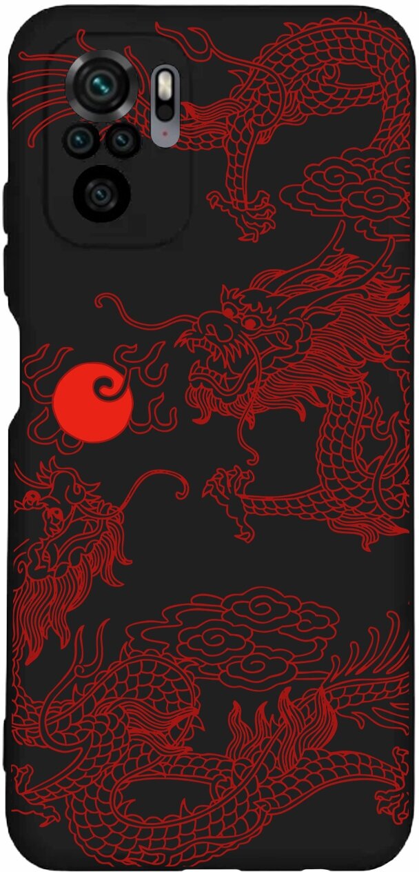 Силиконовый чехол Mcover для Xiaomi Redmi Note 10 с рисунком Японский дракон янь / аниме