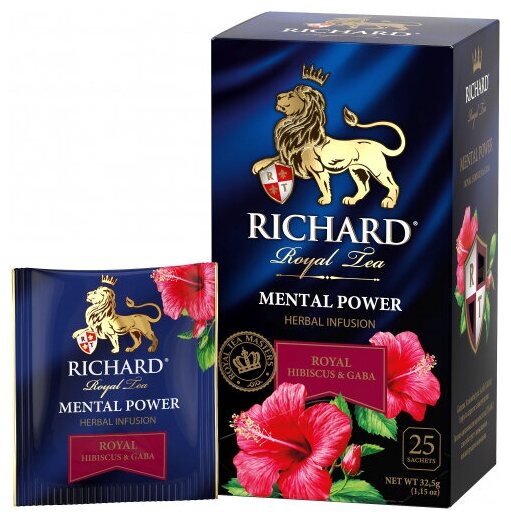 Чайный напиток фруктово-травяной Richard (Ричард) "Royal Hibiscus & GABA Mental Power" 25 сашетов